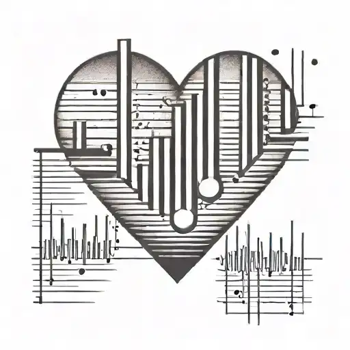 A minimalist tattoo of a music equalizer bar forming the shape of a heart, representing the harmony between your love for music and your mom tattoo design idea