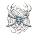 antlers with spider web tattoo design idea