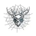 antlers with spider web tattoo design idea