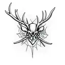 antlers with spider web tattoo design idea