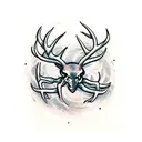 antlers with spider web tattoo design idea