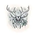 antlers with spider web in the middle tattoo design idea