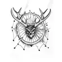 antlers with spider web in the middle tattoo design idea