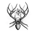 antlers with spider web tattoo design idea