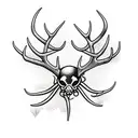 antlers with spider web tattoo design idea
