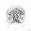 narsil with tree of gondor coming of handguard surrounded by ring of power enchantment  tattoo design idea