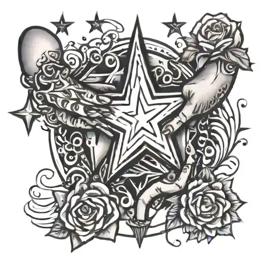 make a star with friends hands holding each other tattoo design idea