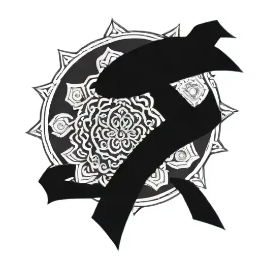 Hindu Mandala taekwondo black belt tied tattoo design idea