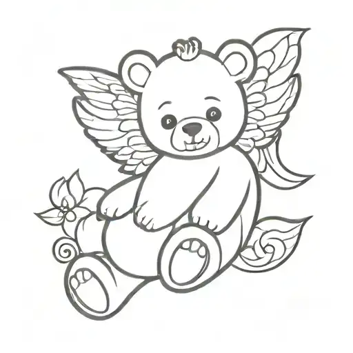 teddy bear angel tattoo design idea
