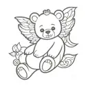 teddy bear angel tattoo design idea