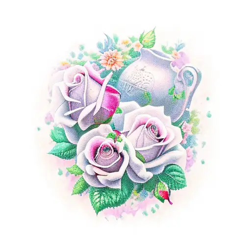 schädel krone rose  tattoo design idea