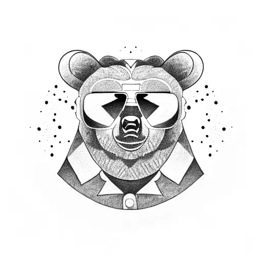 Bear wearing a leather jacket and sunglasses tattoo design idea