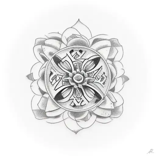 floral cross tattoo design idea