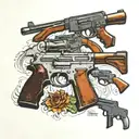 call of duty black ops 1 with 357 Magnum, Luger P08 and Eurasier tattoo design idea