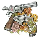 call of duty black ops 1 with 357 Magnum, Luger P08 and Eurasier tattoo design idea
