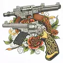 call of duty black ops 1 with 357 Magnum, Luger P08 and Eurasier tattoo design idea