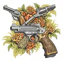 call of duty black ops 1 with 357 Magnum, Luger P08 and Eurasier tattoo design idea