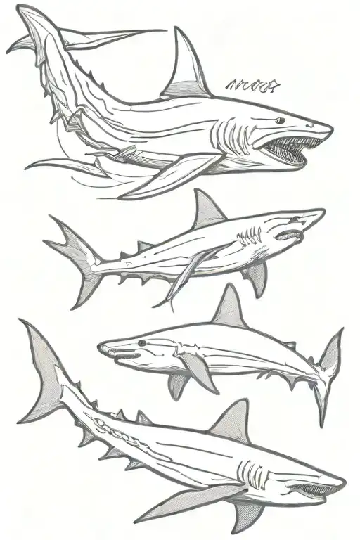 hammer head shark and a manta ray   tattoo design idea