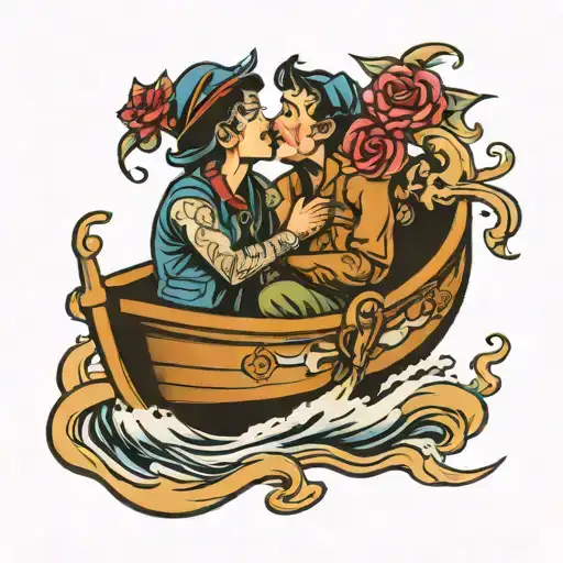 boat kiss pentagon tattoo design idea