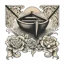 row boat with shadow tattoo design idea