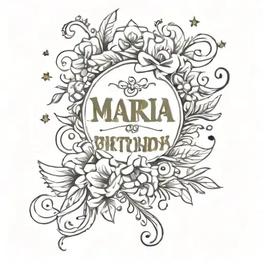 Children's birthday Maria, Polina, Valeria text tattoo tattoo design idea