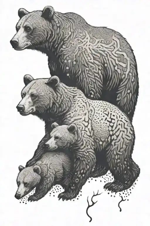 Bear family tattoo design idea