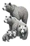Bear family tattoo design idea