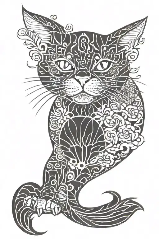 japan style tattoo of a cat tattoo design idea