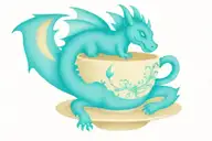 cute dragon sleeping in teacup tattoo design idea