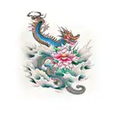 dragón con flores  tattoo design idea