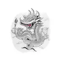 dragón con flores  tattoo design idea