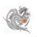 dragón con flores  tattoo design idea