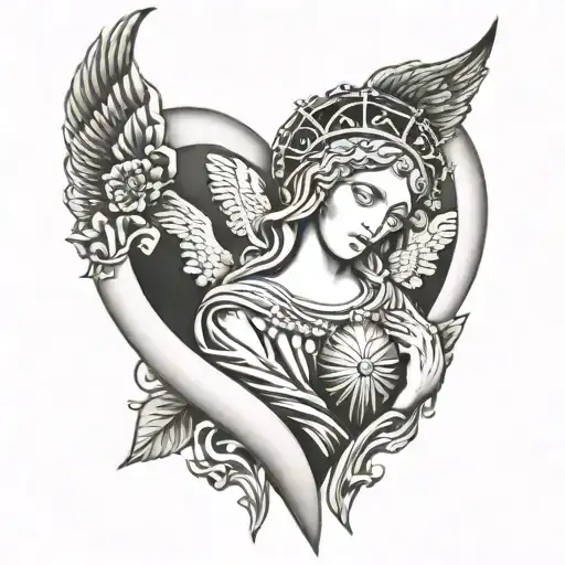  Heart with the Madonna tattoo design idea