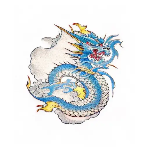 dragon waterfall tattoo design idea