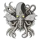 lovecraft style creature tattoo design idea