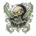 lovecraft style creature tattoo design idea