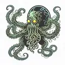 lovecraft style creature tattoo design idea