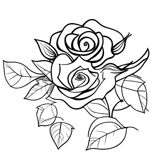 Leaves with a rose tattoo design idea