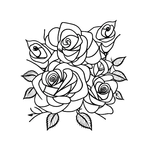 Leaves with roses tattoo design idea
