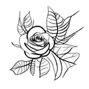 Leaves with a rose tattoo design idea