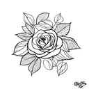 Leaves with roses tattoo design idea