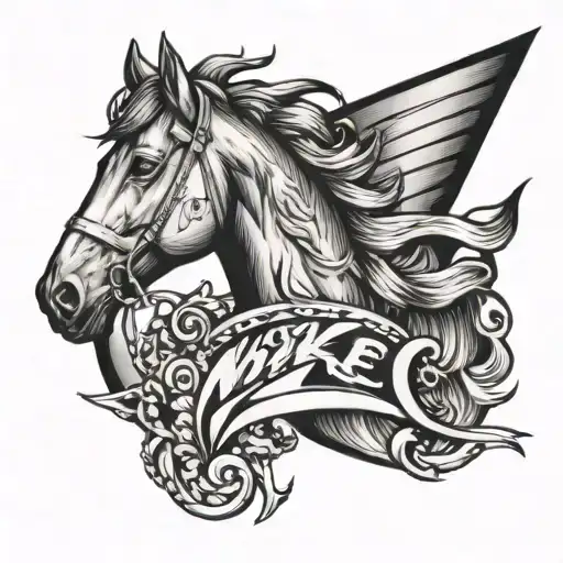Nike symbol to remember my horse named Sport tattoo design idea
