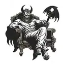 scary devil sitting on throne tattoo design idea
