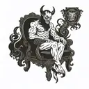 scary devil sitting on throne tattoo design idea