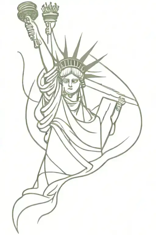 statue of liberty holding an ar-15 gun tattoo design idea