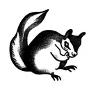 chubby squirrel with tail looks like oak leaf tattoo design idea
