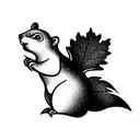 chubby squirrel with tail looks like oak leaf tattoo design idea