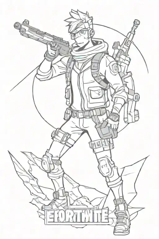 Fortnite theme tattoo design idea