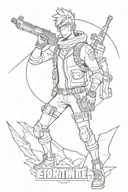 Fortnite theme tattoo design idea