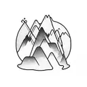 A mountain range made of stacked books, with musical instruments scattered around tattoo design idea